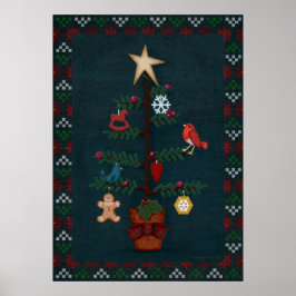 Poster Árvore de Natal do Folk Moderno | Arte de Cherie