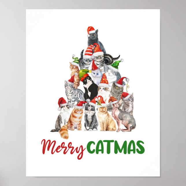 Poster Árvore de Natal do Gato Amante do Gato Natal  (Frente)