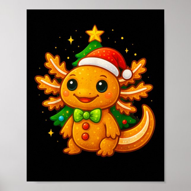 Poster Árvore de Natal do Gingercake Man Axolotl Santa Ha (Frente)