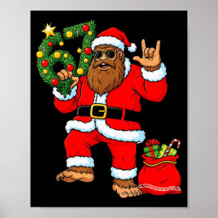 Poster Árvore de Natal do Papai Noel Pé Grande Sasquatch