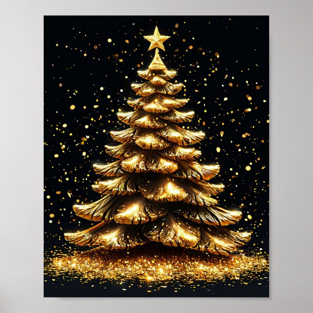Poster Árvore de Natal dourada (Frente)
