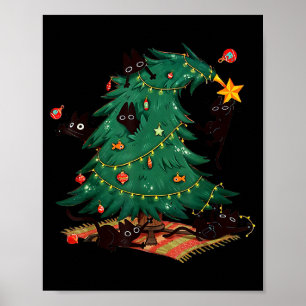 Poster Árvore De Natal E Gato Fofos Amantes De Gatos De N