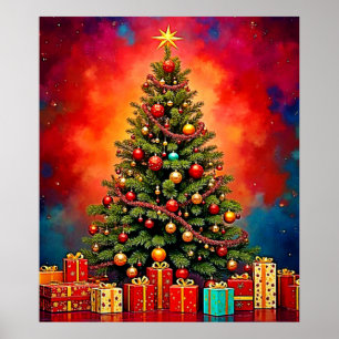Poster Árvore de Natal e Presentes Festivos Arte