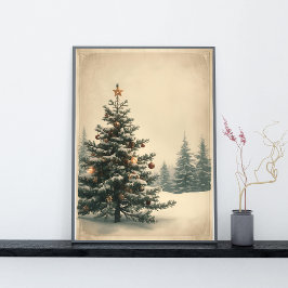 Poster Árvore de Natal Elegante em Meio a Paisagem Nevada