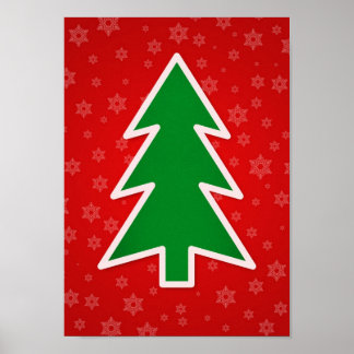 Poster Árvore de Natal em fundo vermelho