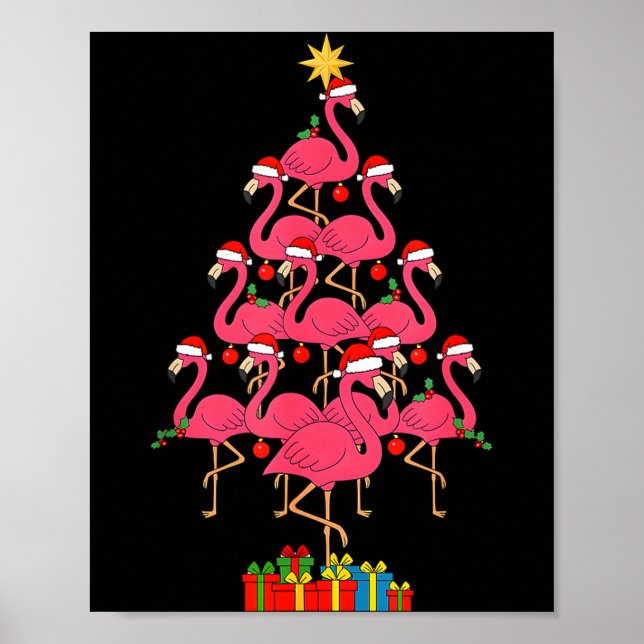 Poster Árvore de Natal engraçada do flamingo do Natal Nk  (Frente)