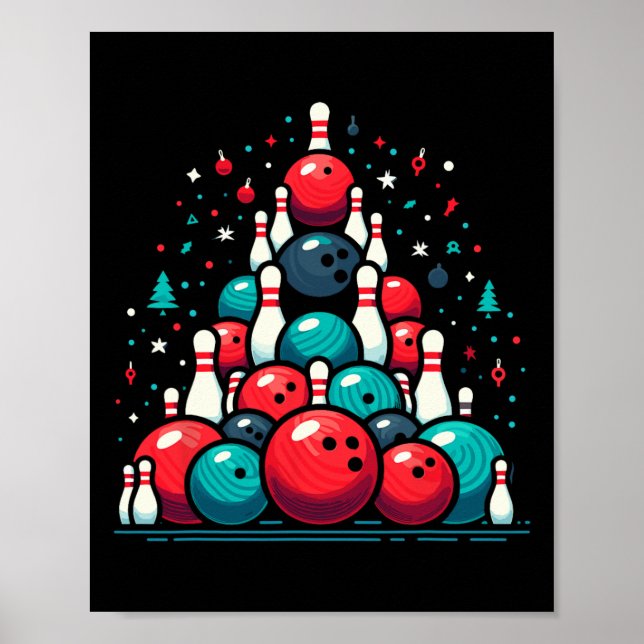 Poster Árvore De Natal Engraçado Para Mulheres Bowler (Frente)