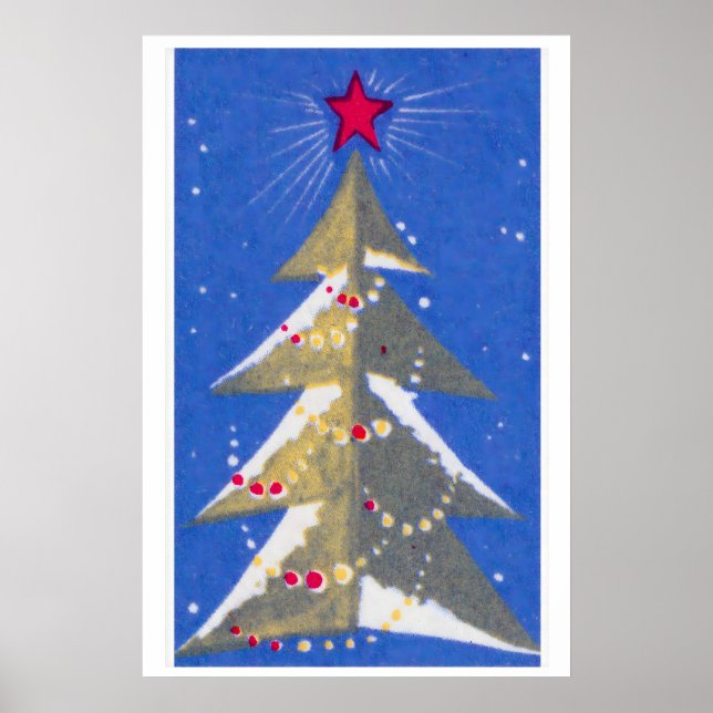 Poster Árvore de Natal Estilizada Rótulo de Caixa de Fósf (Frente)