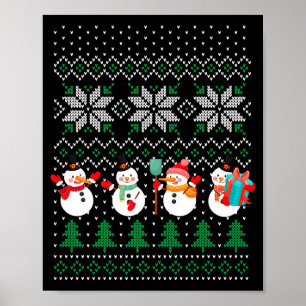 Poster Árvore de Natal Feio do Natal Boneco de Neve Papai