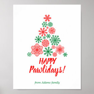 Poster Árvore de Natal feita com flocos de neve impressos