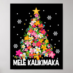 Poster Árvore de Natal Floral Havaiana Mele Kalikimaka Tr