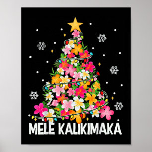 Poster Árvore de Natal Floral Havaiana Mele Kalikimaka Tr