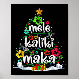 Poster Árvore de Natal Floral Havaiana Mele Kalikimaka Tr