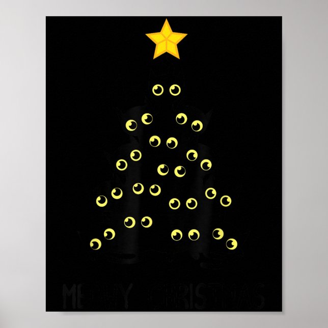 Poster Árvore de Natal Gato Grito Gatinho Preto Gatinho P (Frente)