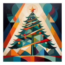 Árvore de Natal Geométrica em Triângulo Art Déco