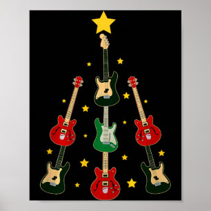 Poster Árvore de Natal Guitarra Musical Amantes de Guitar