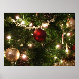 Pôster Árvore de Natal I Feriado Verde Bonito e Vermelho
