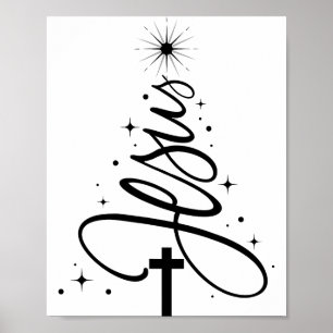 Poster Árvore de Natal Jesus Versículo da Bíblia Cristã F