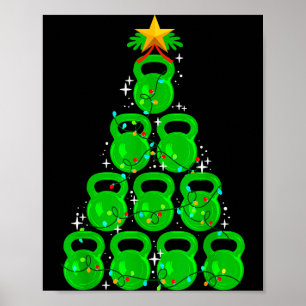 Poster Árvore de Natal Kettlebell Xmas Academia Treino Fi