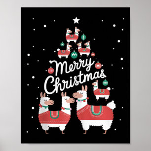 Poster Árvore de Natal Lama Xmas Tree Llamas
