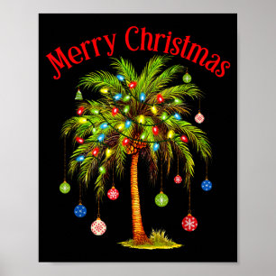 Poster Árvore de Natal Luz Palmeira Feliz Natal Havaiana
