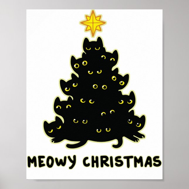 Poster Árvore de Natal meada, doce de gato preto (Frente)