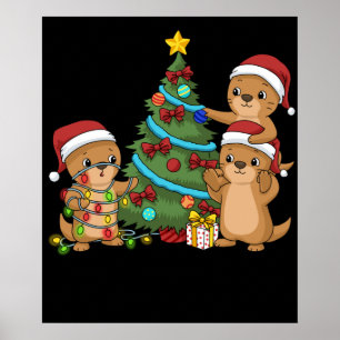 Poster Árvore de Natal Otter Kids Natal Dotada Mar Otter