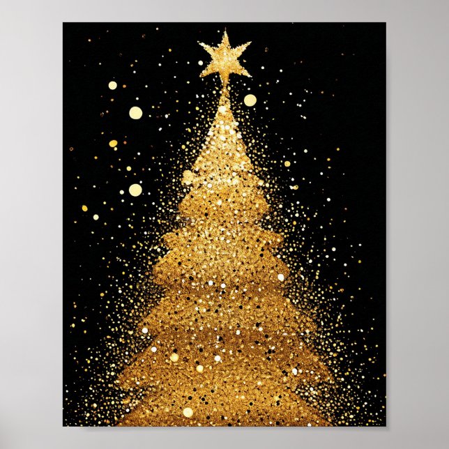 Poster Árvore de Natal ouro (Frente)