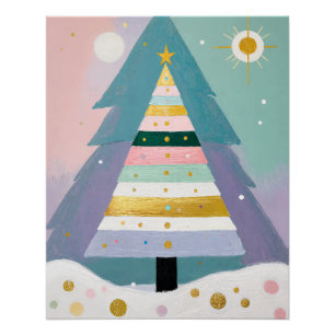 Pôster Árvore de Natal Pastel Celestial