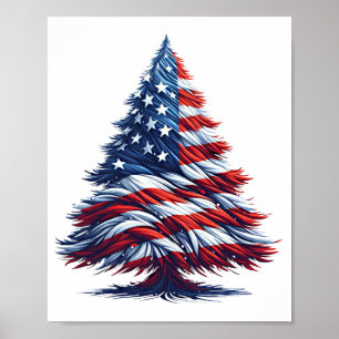 Poster Árvore de Natal Patriótica americana