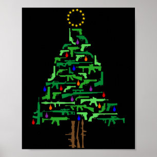 Poster Árvore de Natal Patriótica de Natal com Arma da 2ª