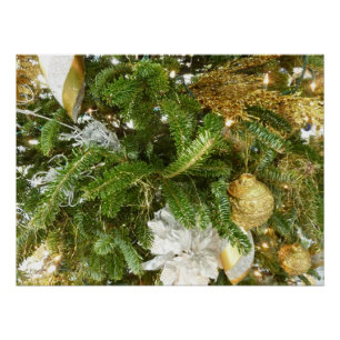 Pôster Árvore de Natal Prateada e Dourada I Feriado