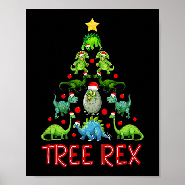 Poster Árvore de Natal Rex Crianças de Árvore Fresco Dino (Frente)
