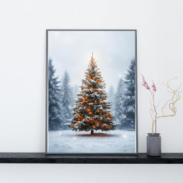 Poster Árvore de Natal Rica e Decorada no Inverno