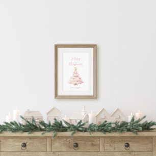 Poster Árvore de Natal Rosa e Dourada