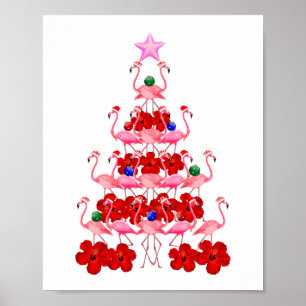 Poster Árvore de Natal Rosa Flamingo