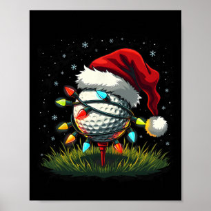Poster Árvore de Natal Santa Hat Xmas da Bola de Golfe En