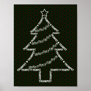 Poster Árvore de Natal Texto Trompete