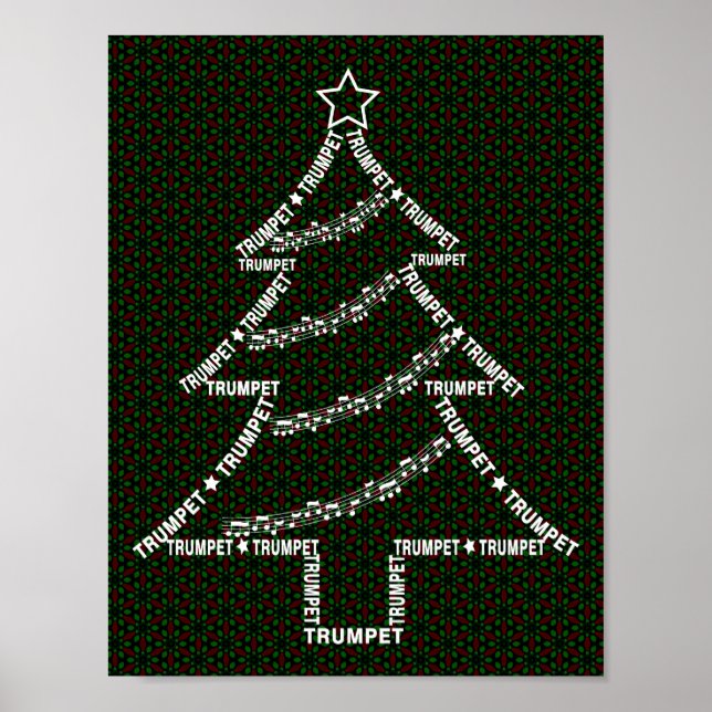 Poster Árvore de Natal Texto Trompete (Frente)