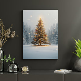 Poster Árvore de Natal Tranquila em Clareira Nevada