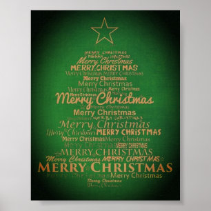 Poster Árvore de natal verde e dourada