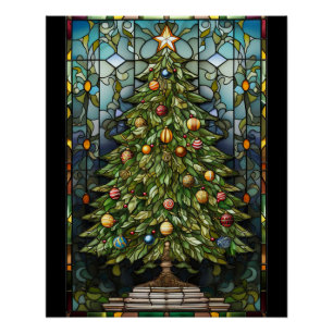 Pôster Árvore de Natal Vidro Pintado