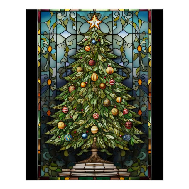 Pôster Árvore de Natal Vidro Pintado  (Frente)