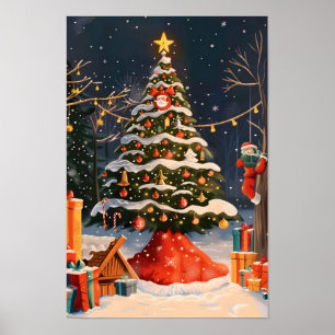 Poster Árvore de Natal Vintage