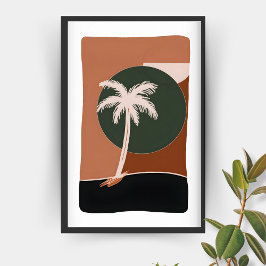 Poster Árvore de palma de Abstrato minimalista em tons te