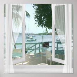 Poster Árvore de Palma de Barcos Cênicos de Água Tropical