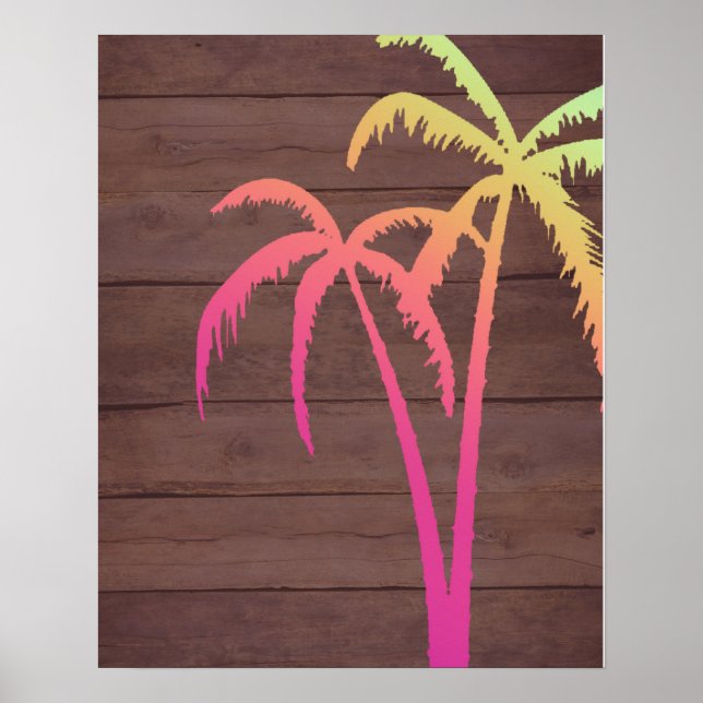 Poster Árvore de Palma de Madeira Russa Verão Sunset (Frente)