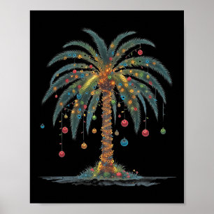 Poster Árvore de Palma de Natal Feliz Natal Tropical Chri