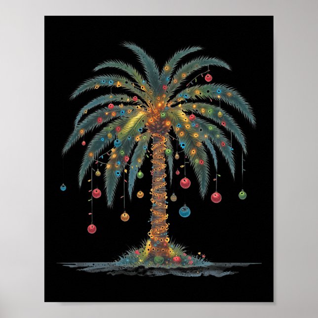 Poster Árvore de Palma de Natal Feliz Natal Tropical Chri (Frente)