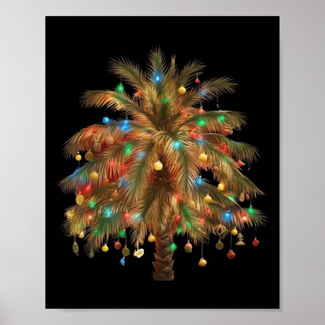 Poster Árvore de Palma de Natal Light Hawaiai Trocal Xmas (Frente)